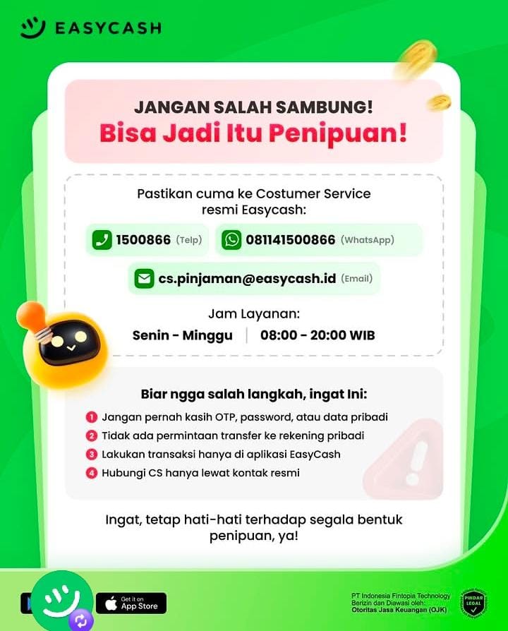 Layanan call center pinjaman Easycash (0823.6387.2287.) atau CS Easycash [.0823~6387~2420.] Layanan customer service Easycash dapat dihubungi Senin-Minggu ...