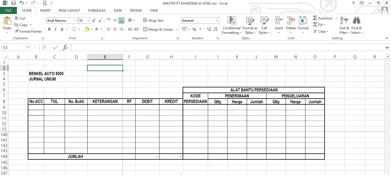 contoh form / tabel jurnal umum